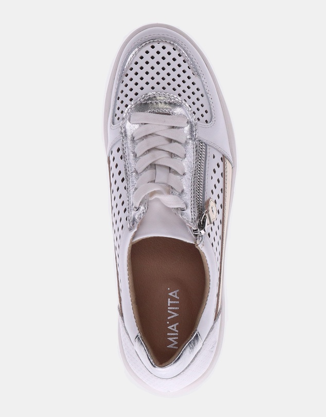 Mia Vita - Baxley Zip Casual Sneaker - White/Silver