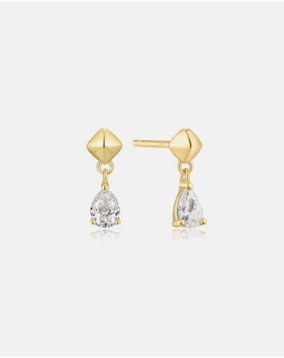 Ania Haie - Ania Haie Gold Pyramid Dangle Threaded Stud Earrings