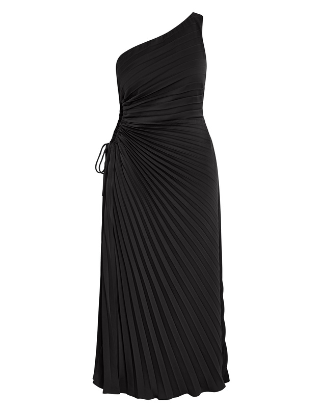 City Chic - Plus size Aliza One Shoulder Pleat Maxi Dress - black