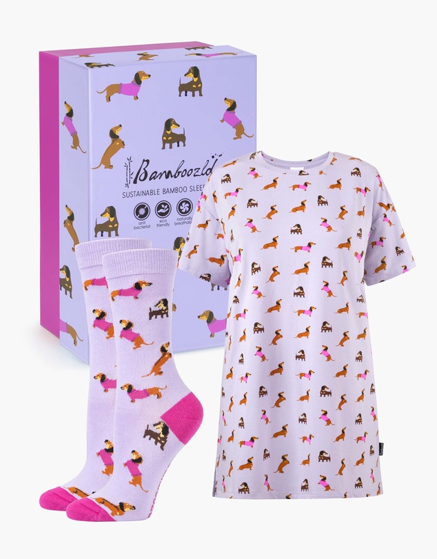 Bamboozld - Women's Bamboo Jersey Dash Dreaming Night-Tee & Sock Gift Set
