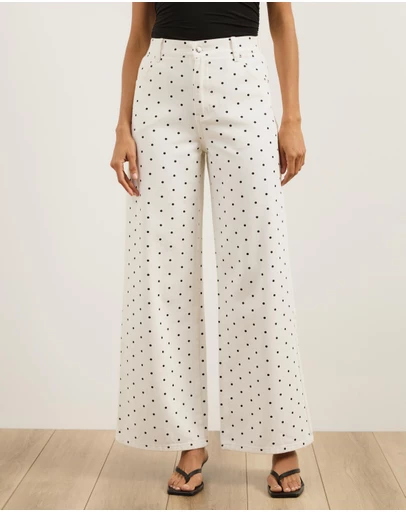 Atmos&Here - Kate Twill Wide Leg Pants