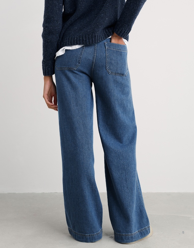 Seasalt - Seasalt Cornwall Blue Sennen Cove Wide Leg Jeans