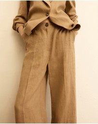 Emme - Ecru Linen Tailored Trousers