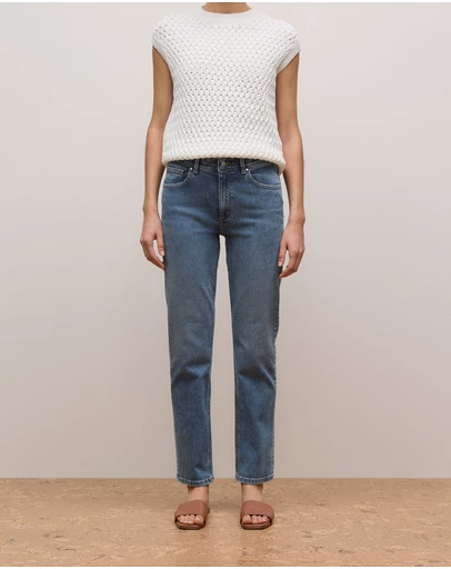 Trenery - Mid Rise Straight Leg Jean in Vintage Wash Denim
