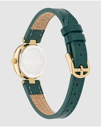 Ted Baker - Jolyye Crystal 24mm Gold-Tone Green Leather Watch