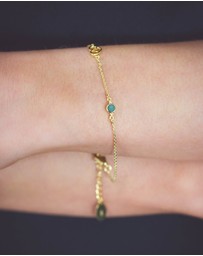 Georgini - Natural Turquoise And Two Natural Diamond December Gold Bracelet