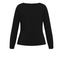 City Chic - Plus size Annie V Neck Top - black