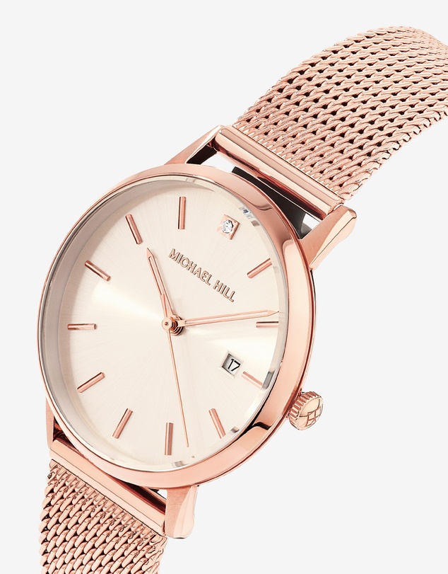 Michael Hill - Women's Mesh Watch in Rose Tone Stainless Steel