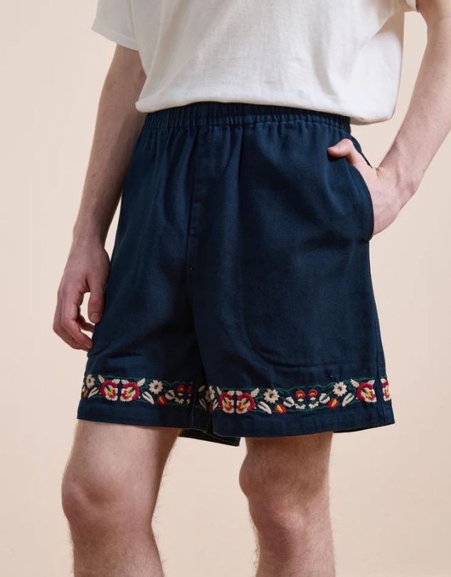 Found - Embroidery Twill Floral Shorts