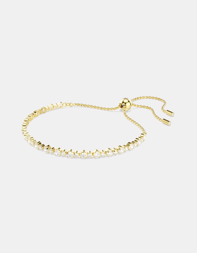 Swarovski - Matrix Tennis Bracelet, Round Cut, White, Gold-tone-Plated