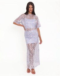 Petal & Pup - Yonder Sheer Lace Tee Top - Purple