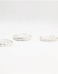 Lovisa - Silver Plated Molten Mixed Rings 5-Pack