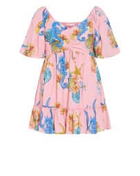 City Chic - Plus size Giselle Seahorse Print Mini Dress - pink
