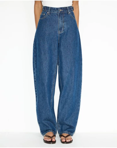 Dazie - Moscow Cinch Waistband Barrel Jeans