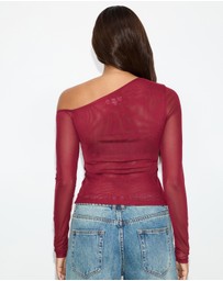 Dazie - Alina Asymmetrical Mesh Top