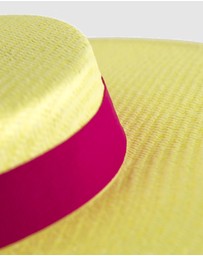 Max Alexander - Yellow and Fuchsia Boater Hat