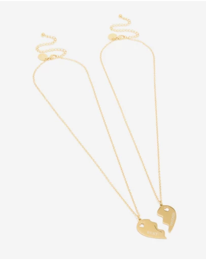 Lovisa - Waterproof Gold Plated Stainless Steel BFF Heart Necklaces 2-Pack