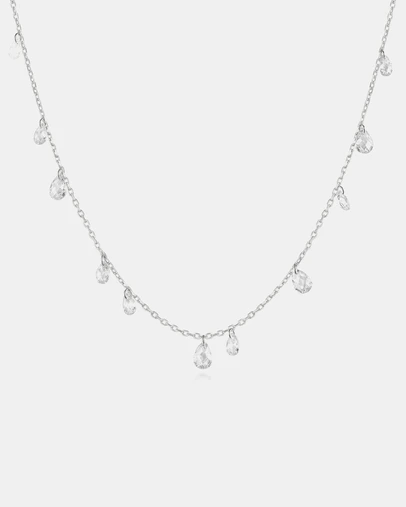 Ania Haie - Silver Ethereal Teardrop Dangle Station Necklace