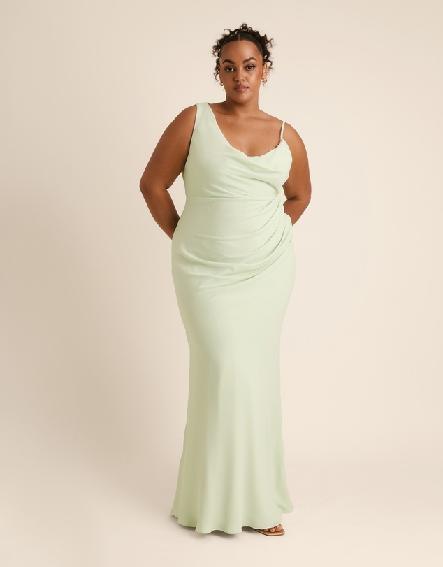 Six Stories - Cowl Front Asymmetrical Chiffon Bridesmaid Dress