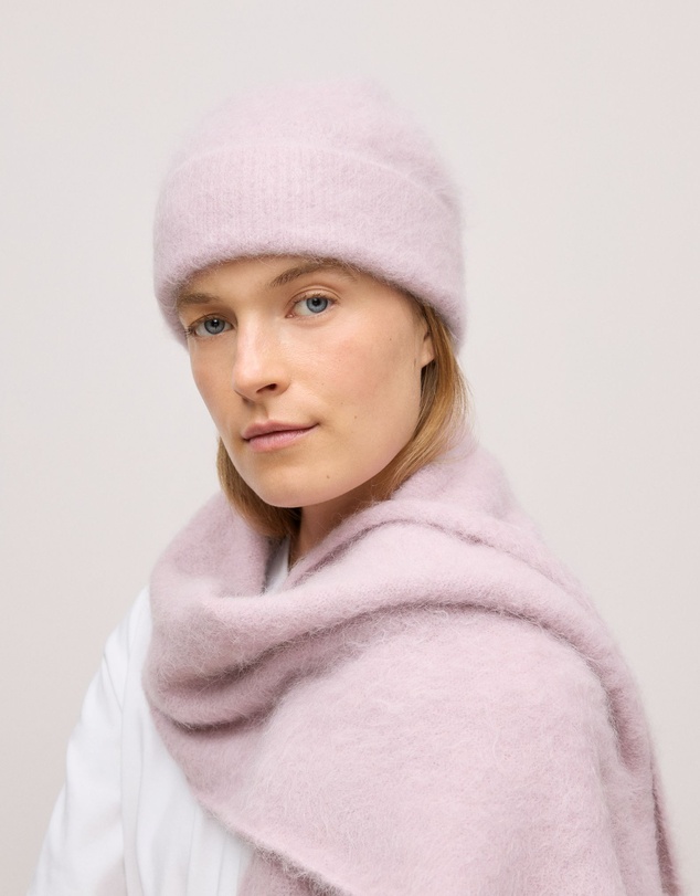 Trenery - Brushed Alpaca Beanie in Light Blush