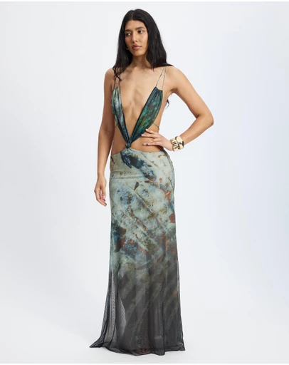 Jaded London - Strappy Maxi Dress - Abstract Print