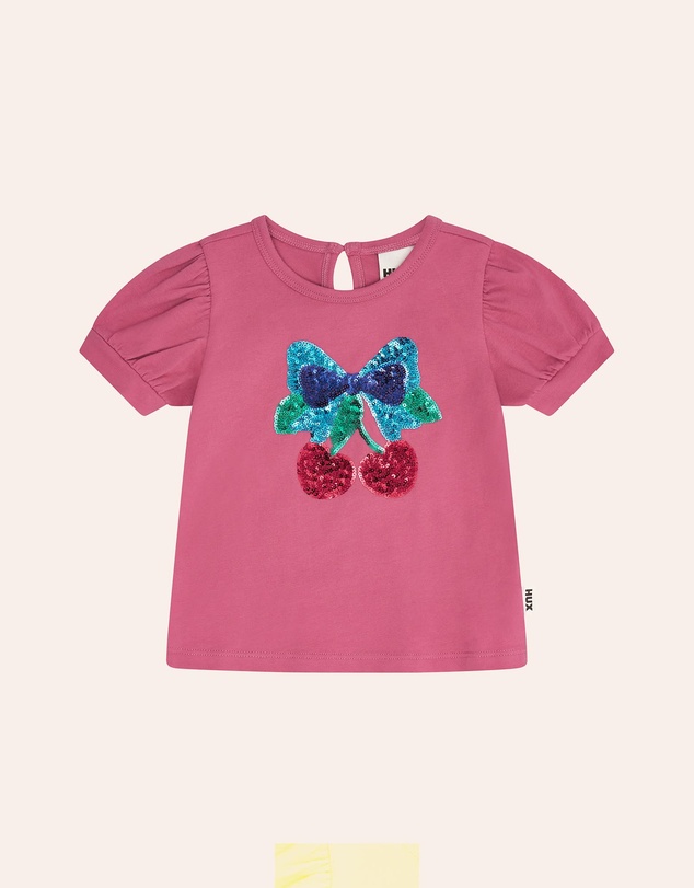 Huxbaby - Sequin Cherry Festive Short Sleeve Tee - Babies-Teens