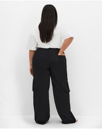 City Chic - Plus size Clarence Cargo Denim Pant - black