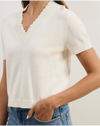 Atmos&Here - Short Balloon Sleeve Knit With Detail At Neckline