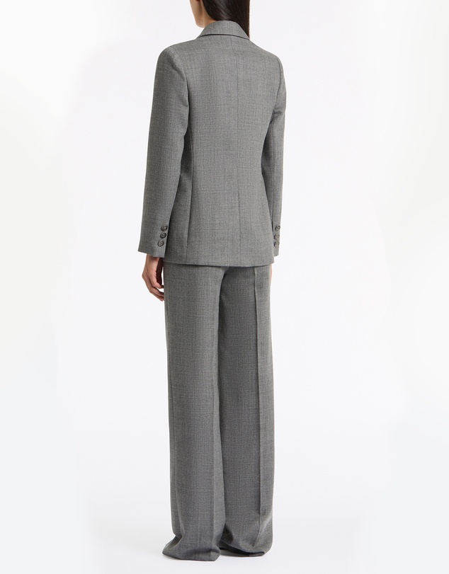Carla Zampatti - Grey Melange Wool Suiting Scarf Jacket