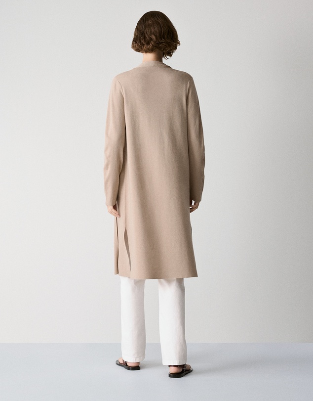 Trenery - Merino Longline Cardigan in Biscuit