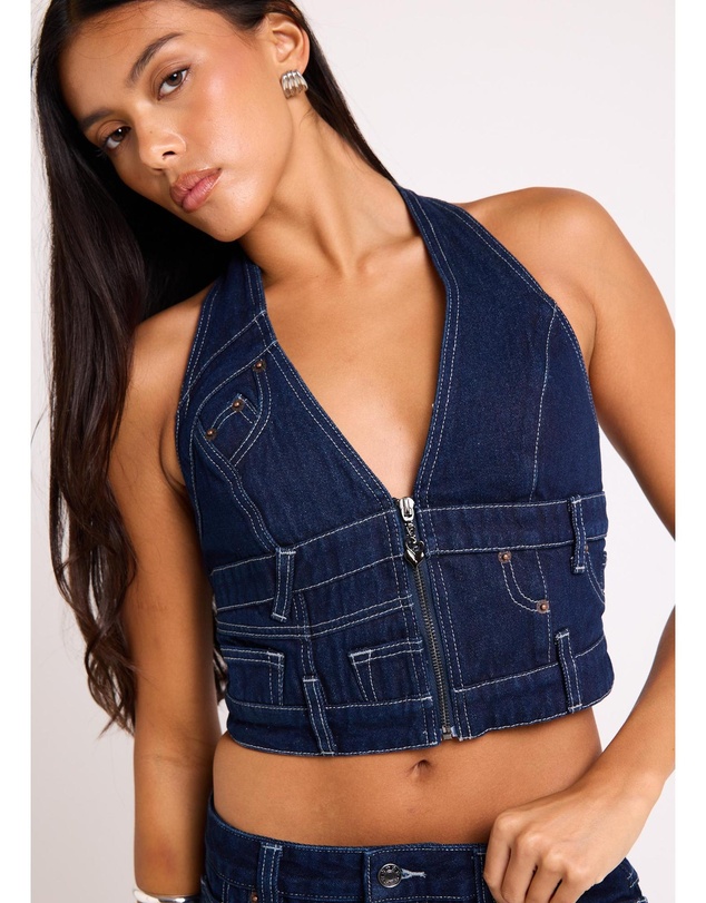 Neon Hart - Jigsaw Denim Halter Top