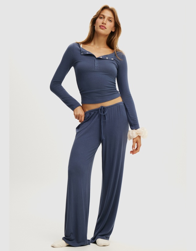Cotton On Body - Super Soft Boat Neck Henley Long Sleeve Top