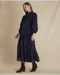 Amelius - Poeta Ramie Pintuck Belted Dress