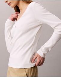 Calvin Klein Jeans - Ribbed Cotton Long Sleeve Top