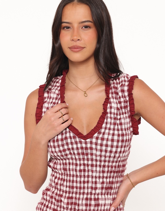 Petal & Pup - Leabrook Maxi Dress - Burgundy Gingham