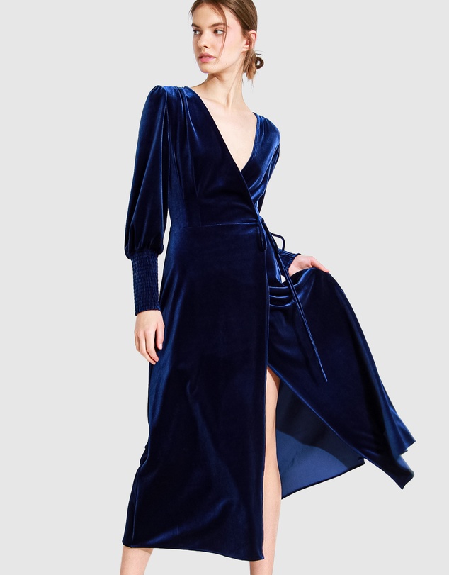 Belle & Bloom - Current Mood Velvet Wrap Dress