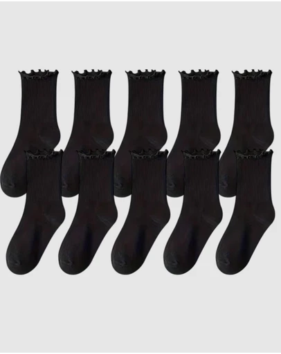 High Heel Jungle - Premium Cotton Frill Edge Socks- 5 Pack