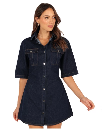 Petal & Pup - Rev Mini Dress - Dark Denim