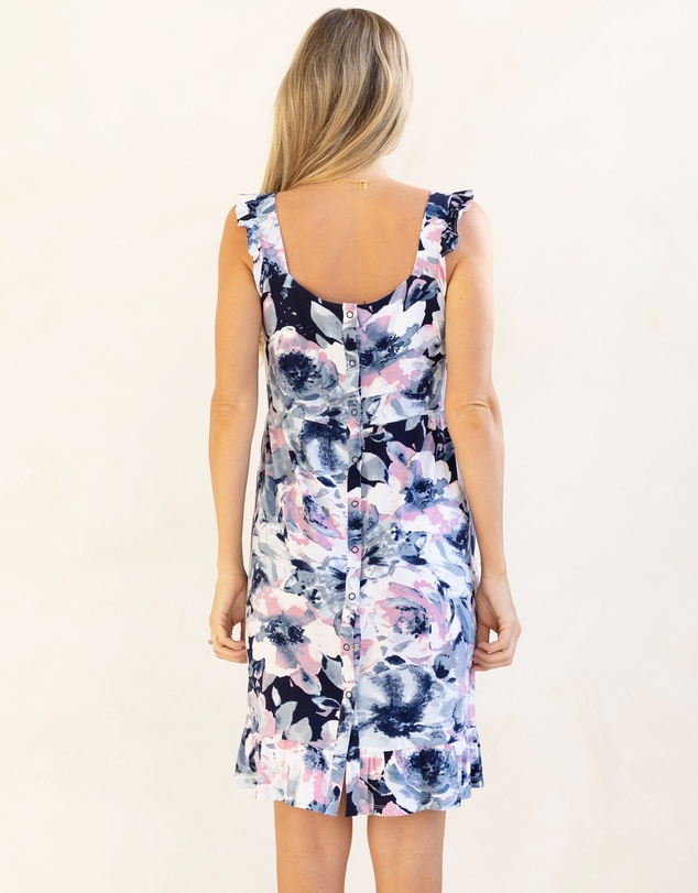 Angel Maternity - Hospital Birthing Gown/Night Dress with Nursing Access - Pink Floral Print