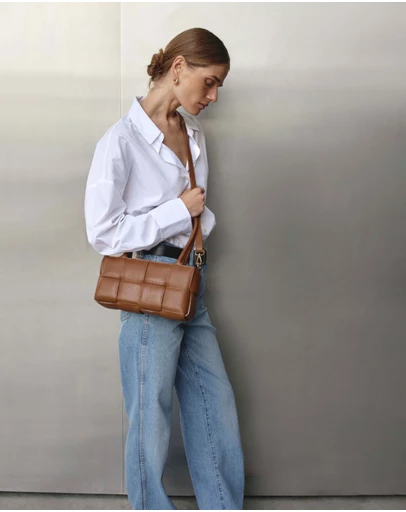 VESTIRSI - Margot Chestnut Woven Baguette