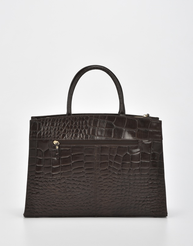 Cobb & Co - Toorak Leather Croc Business Bag Tote