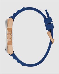 GUESS - GUESS Dashboard Rose Gold-Tone Case Blue Silicoen Strap