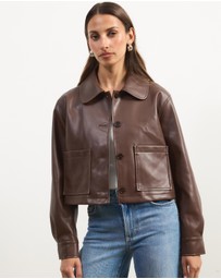 Atmos&Here - Annalise Leather Look Cropped Shacket