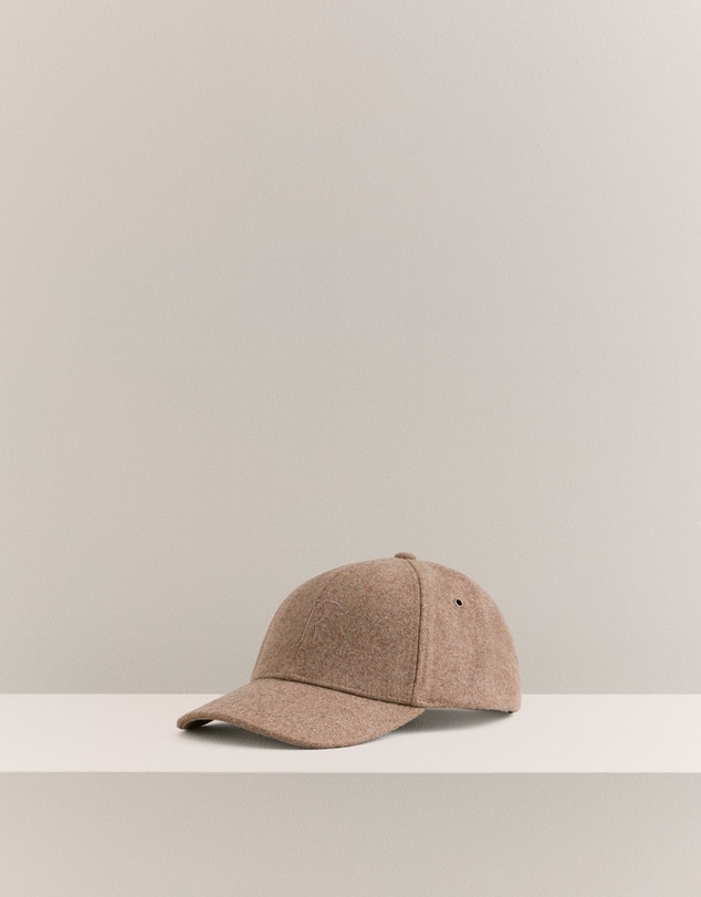 Trenery - Leo Wool Blend Monogram Cap in Sierra