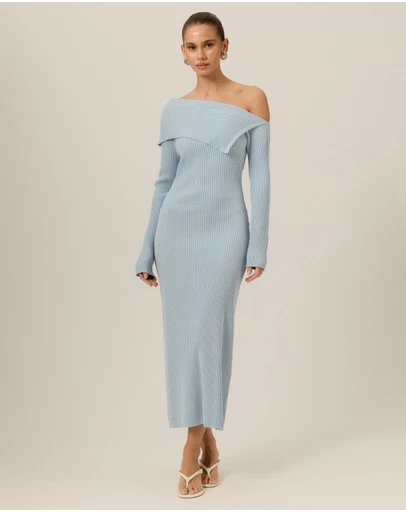 Tussah - Chloe Off Shoulder Knitted Midi Dress