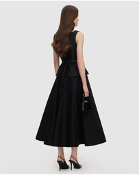 Self Portrait - Taffeta Peplum Midi Dress