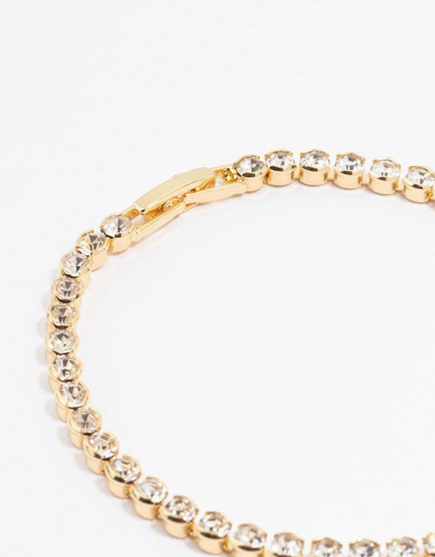 Lovisa - Gold Plated Round Diamante Tennis Bracelet