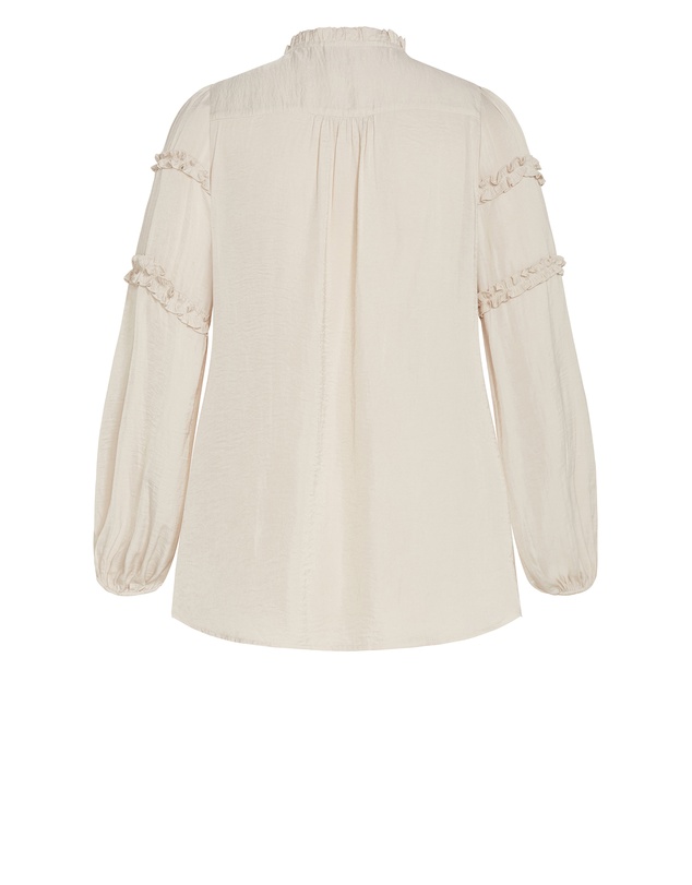 City Chic - Plus size Drama Queen Long Sleeve Shirt - porcelain