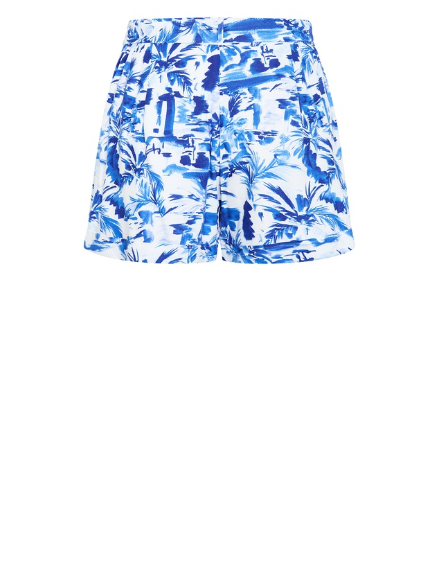 City Chic - Plus size Palm Print Short - blue