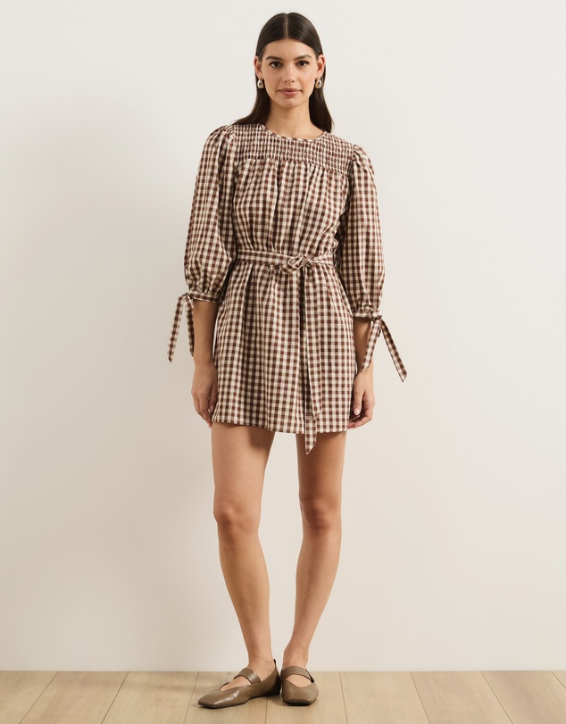 Atmos&Here - Hana Gingham Mini Dress With Tie Waist